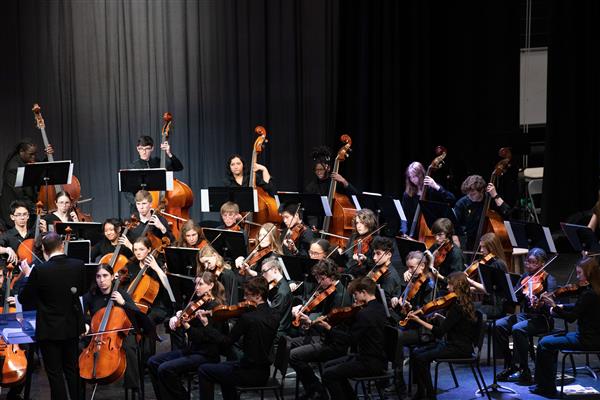 Students performing at the 2023-2024 All County Orchestra Concert